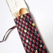 防潑水餐具袋,  隨身餐具袋, 環保餐具套 : 黑白貓咪