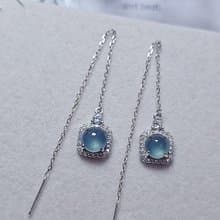 |星空藍剛|A貨翡翠冰玻藍剛大蛋面7.4mm純銀鍍18k仙氣耳環