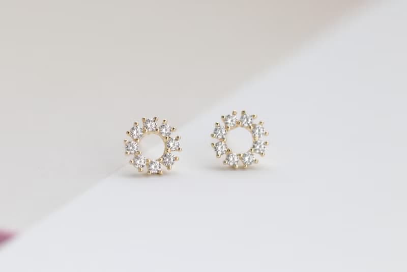 14K Cycle CZ Piercing 圓圈鑽鎖珠耳環 (單個)耳骨 耳窩 不退色