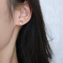 日本直送  愛心設計4.5mm akoya珍珠耳釘 耳環 10k黃金 海水珍珠