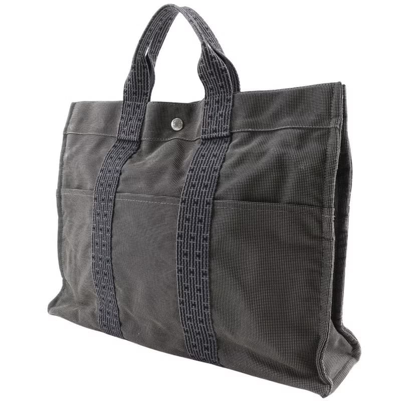 【日本直送】エルメス HERMES エールライントートMM ハンドバッグ ナイロンキャンバス グレー ユニセックス【中古】