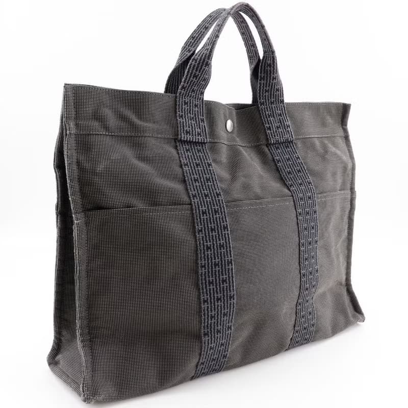 【日本直送】エルメス HERMES エールライントートMM ハンドバッグ ナイロンキャンバス グレー ユニセックス【中古】