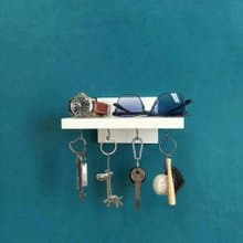 Handcrafted Shelf from Natural Pine Wood – 20 centimeters, 4 Hooks