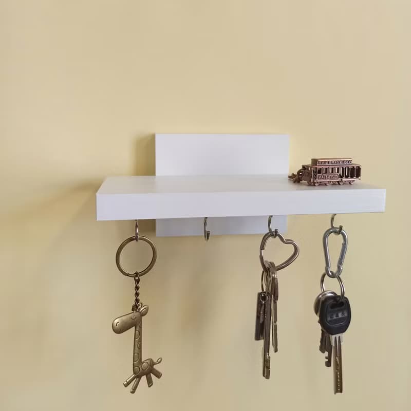 Handcrafted Shelf from Natural Pine Wood – 20 centimeters, 4 Hooks