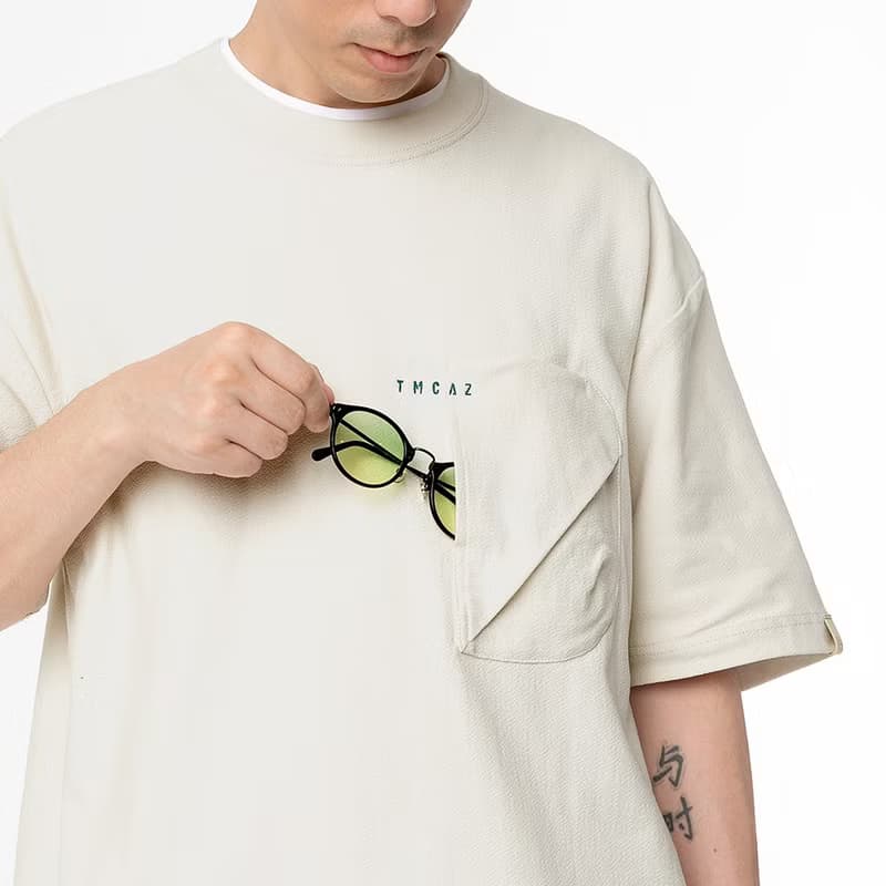 3D Dual-Pocket Tee城市通勤立體輪廓雙層口袋寬松短袖T恤