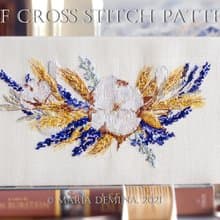 Cotton And Lavender Bouquet PDF cross stitch pattern