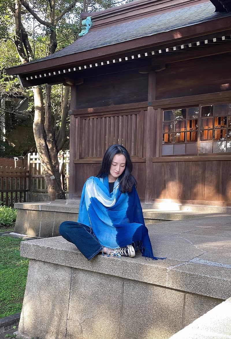 山水藍染圍巾