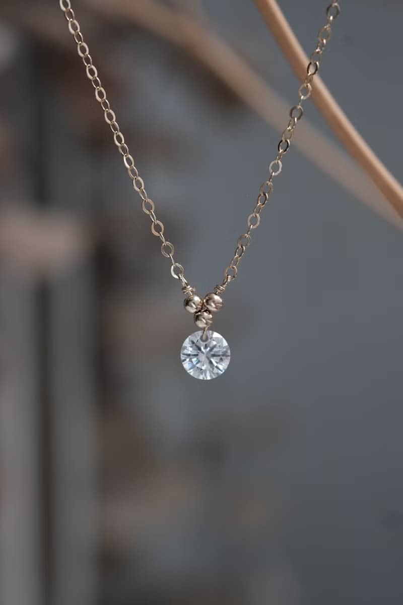 Trinity 幾何金珠水鑽項鍊 美國注金14kgf