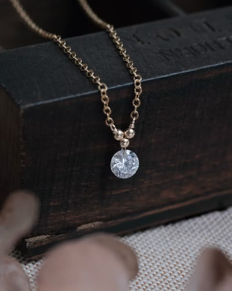 Trinity 幾何金珠水鑽項鍊 美國注金14kgf