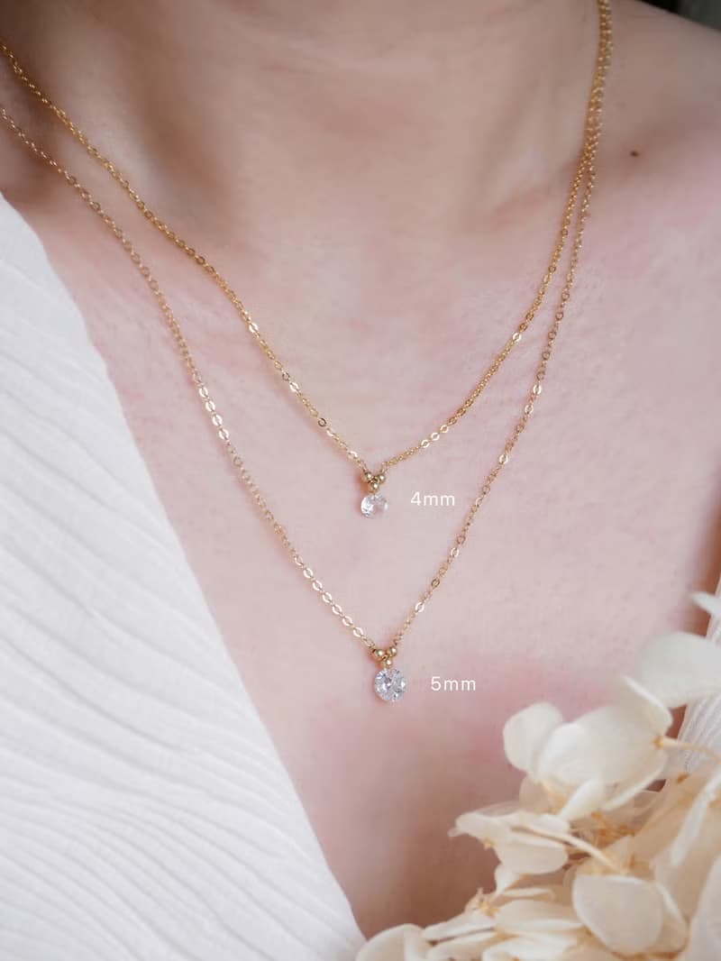 Trinity 幾何金珠水鑽項鍊 美國注金14kgf