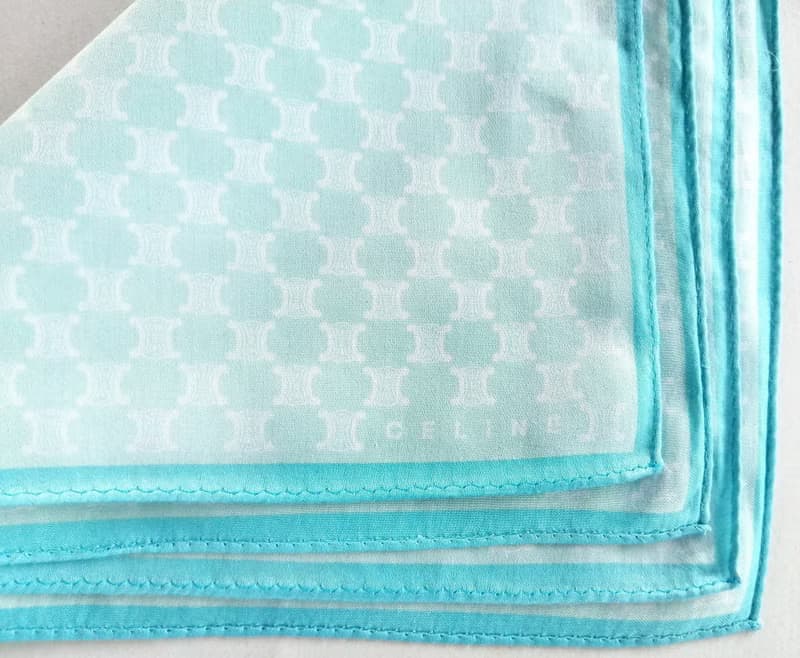 Celine Vintage Handkerchief Logo Monogram Blue 20 x 20 inches