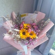 粉色太陽花花束 (m size)