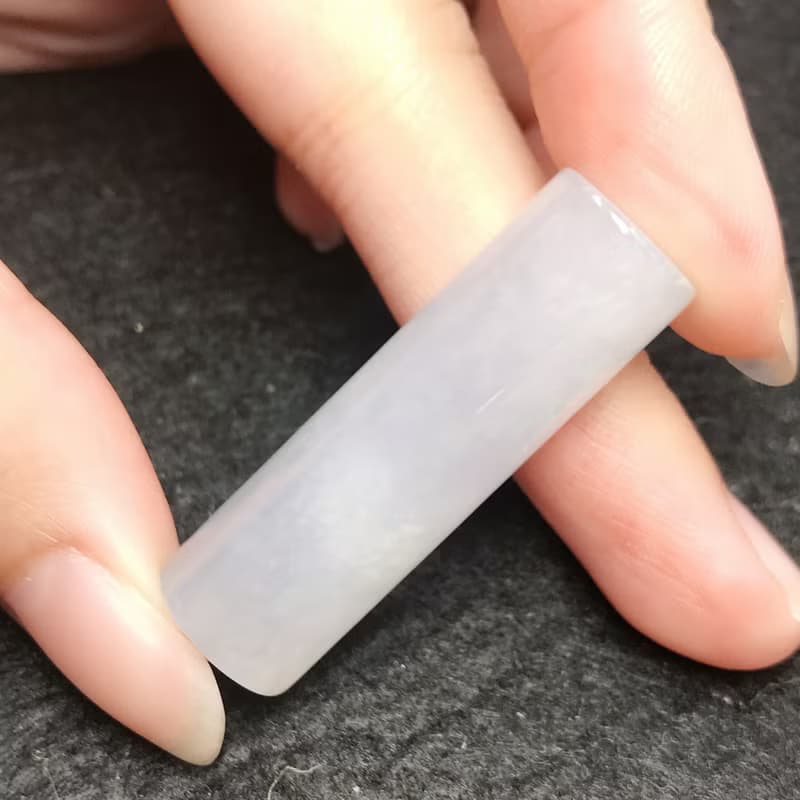 冰種淡紫翡翠圓玉印 | 天然緬甸玉A貨翡翠 | 送禮