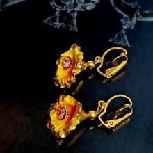 vintage jewelry  古董奧地利垂墜水仙花 夾式耳環