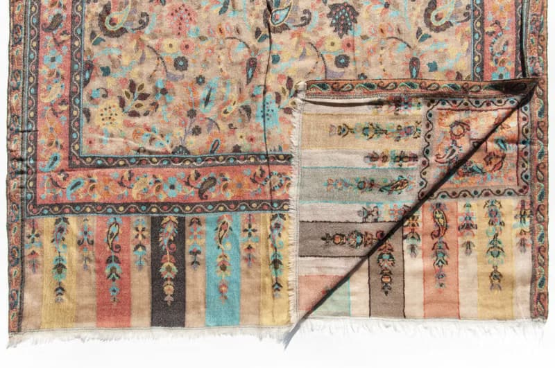 喀什米爾Cashmere 編織羊絨圍巾 純羊毛圍巾披巾 戒指絨披肩-花朵
