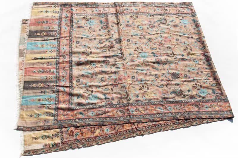 喀什米爾Cashmere 編織羊絨圍巾 純羊毛圍巾披巾 戒指絨披肩-花朵