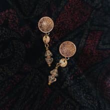 古典花幾何短耳環 進口珠
