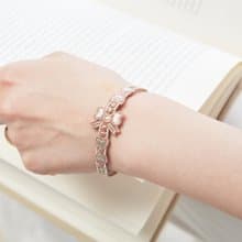 【禮物】Aurora蝴蝶蕾絲捷克水晶 純銀手鍊/手環-奶茶+可可