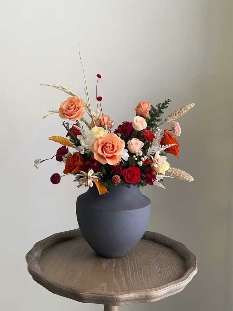 【不凋花乾燥花】高雅橘紅色不凋花桌花