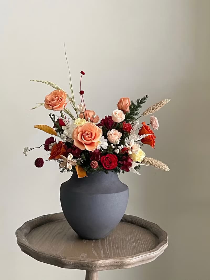 【不凋花乾燥花】高雅橘紅色不凋花桌花