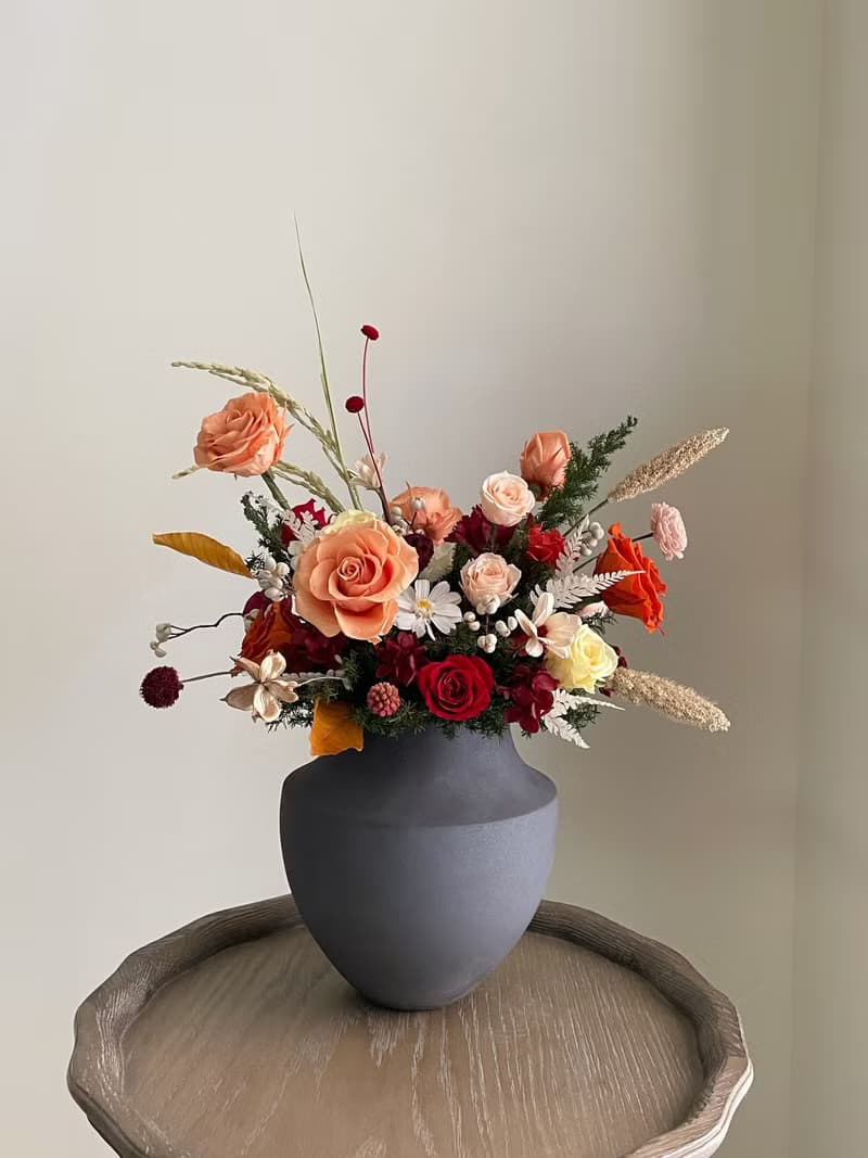 【不凋花乾燥花】高雅橘紅色不凋花桌花