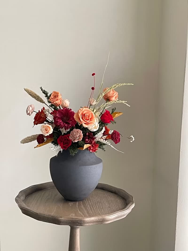 【不凋花乾燥花】高雅橘紅色不凋花桌花
