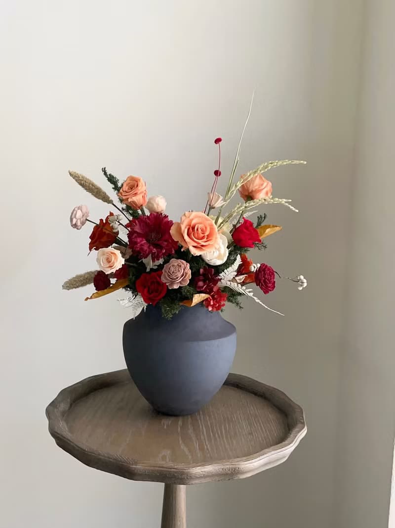 【不凋花乾燥花】高雅橘紅色不凋花桌花