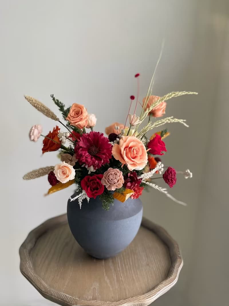 【不凋花乾燥花】高雅橘紅色不凋花桌花