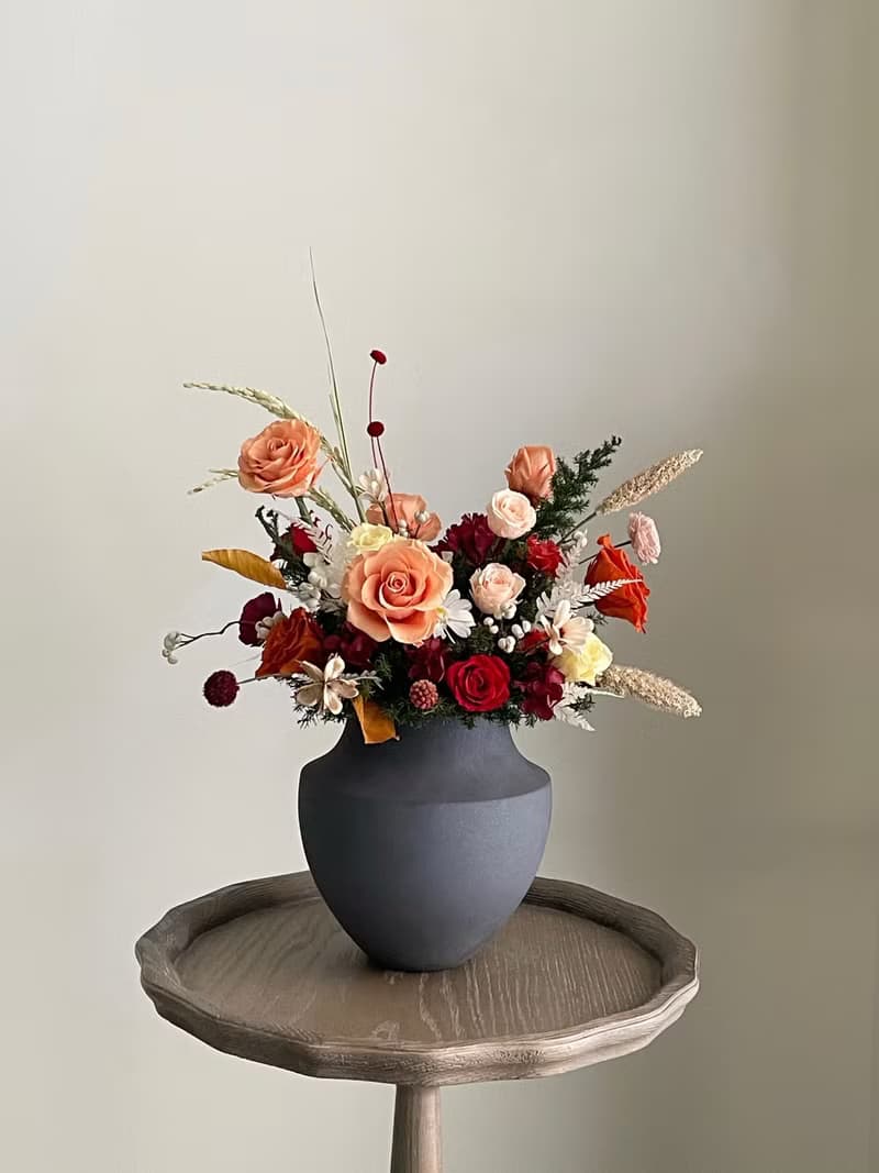【不凋花乾燥花】高雅橘紅色不凋花桌花