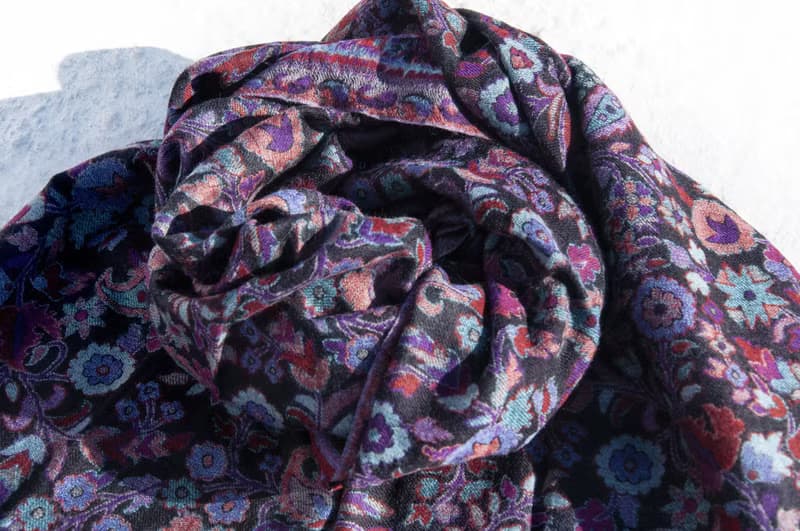 喀什米爾Cashmere 編織羊絨圍巾 純羊毛圍巾披巾 戒指絨披肩-花朵