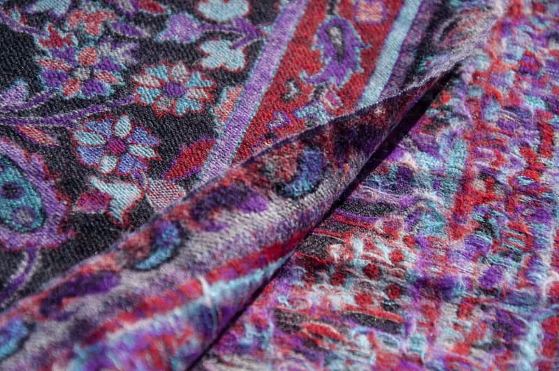 喀什米爾Cashmere 編織羊絨圍巾 純羊毛圍巾披巾 戒指絨披肩-花朵