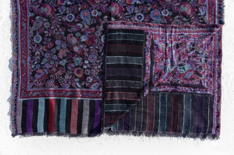 喀什米爾Cashmere 編織羊絨圍巾 純羊毛圍巾披巾 戒指絨披肩-花朵