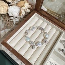 Alpha studio天然銀藍光澤淡水巴洛克珍珠手鍊