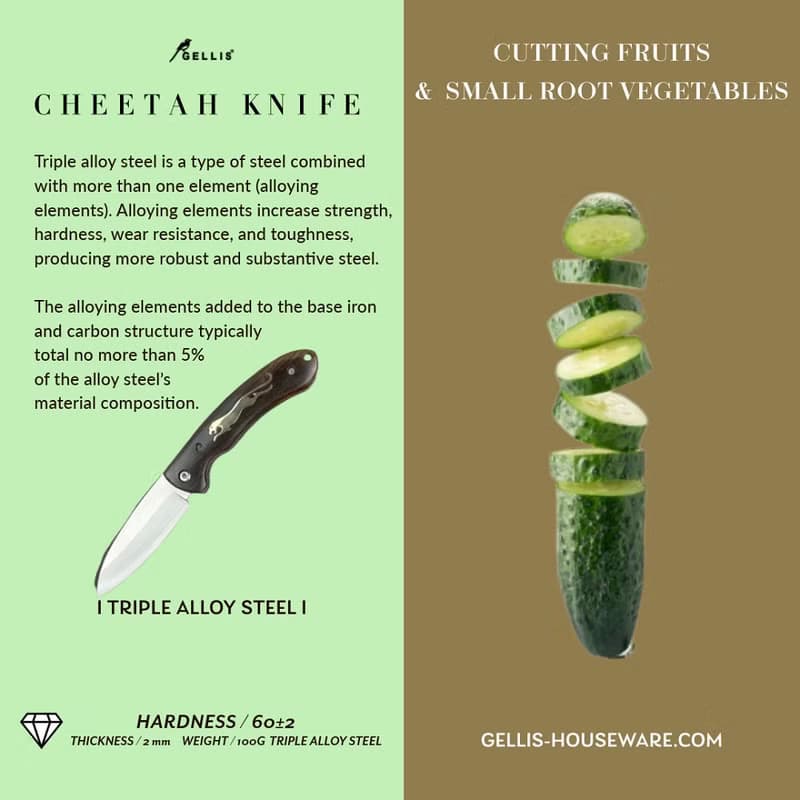 CHEETAH 斯堪地獵豹款檀木柄頂級三合鋼鋼切肉刀水果刀戶外野營刀