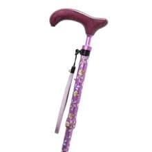 アルミスリムネック花柄・紫　-4つ折りタイプ 折りたたみ式アルミステッキ-