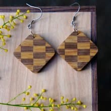 【拼接耳飾】木作工藝 / 木作飾品 / 耳釘 / 樹脂材質 / 女孩配件