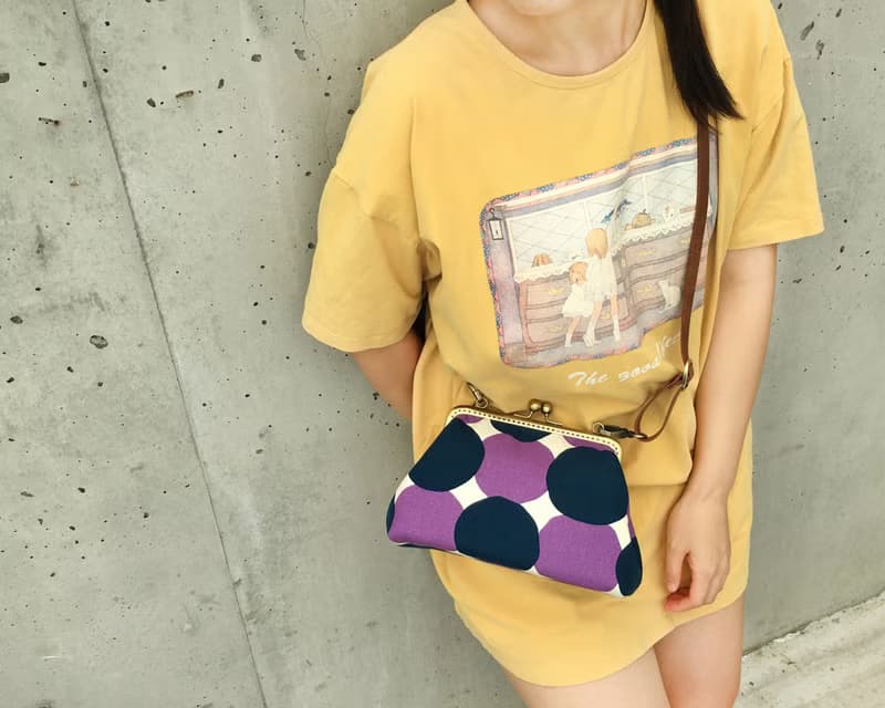 圓點 防潑水口金包 手作 帆布包 單肩背 斜背 側背 藍紫色