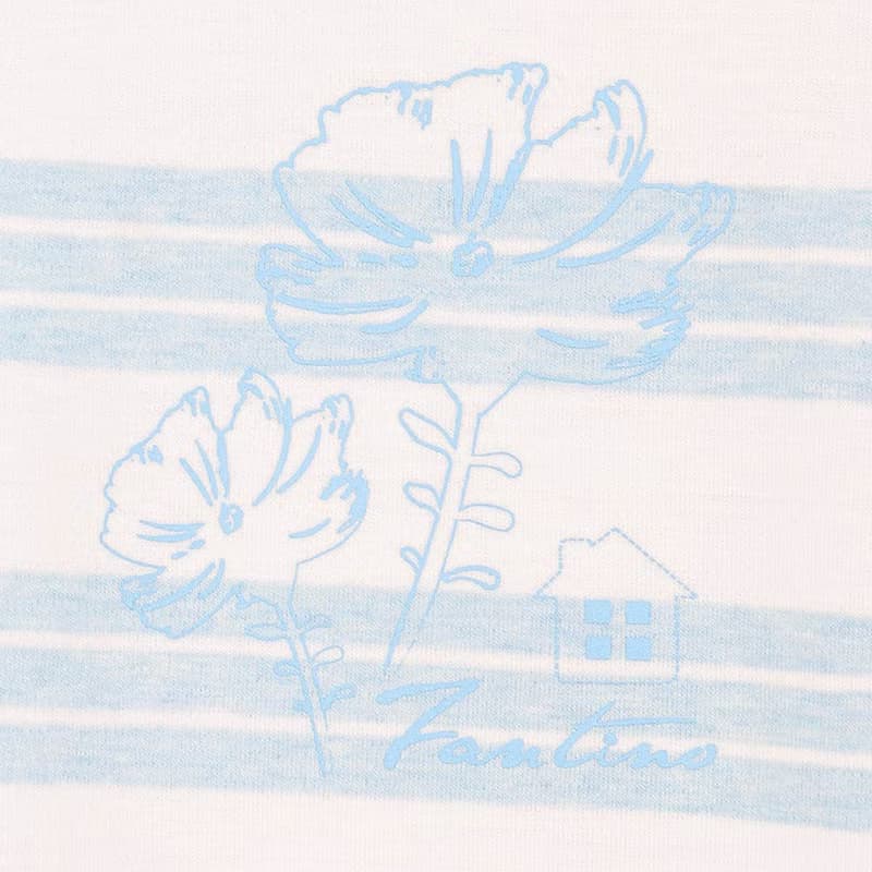 UMORFIL膠原蛋白條紋方領七分袖居家服-藍