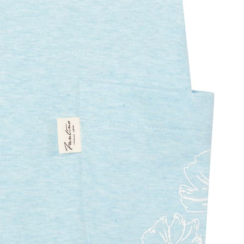 UMORFIL膠原蛋白條紋方領七分袖居家服-藍