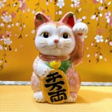 【櫻粉喜韻】日本清水燒招財貓 | 桃塗八重櫻