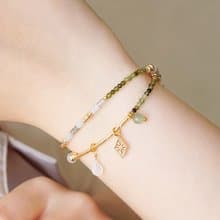 人緣 x 綠碧璽 石榴石 月光石 拉長石 母親節【克林姆的吻】手鍊