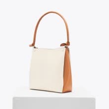 Mini Two-Tone Tote 素皮革 手提包 側背包 斜背包 米白色x淺棕色