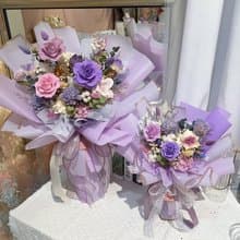 FengFlower 【夢幻紫永生玫瑰花束】永生花/乾燥花/送禮