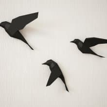 3D Papercraft Birds on wall, DIY paper sculpture, origami (Digital PDF template)