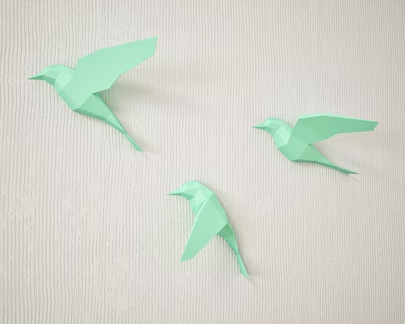 【數位】3D Papercraft Birds on wall, DIY paper sculpture, origami (Digital PDF template)