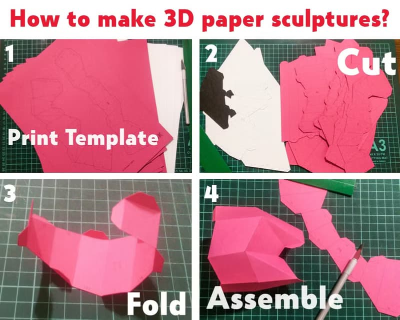 【數位】3D Papercraft Birds on wall, DIY paper sculpture, origami (Digital PDF template)