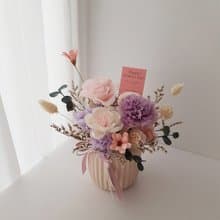 永生花+乾燥花|春日櫻粉紫|康乃馨永生盆花 禮物∣生日 開幕