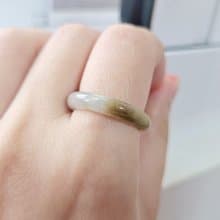【親翠】天然翡翠 冰半山半水紅翡牛奶底手指鐲14號戒圈
