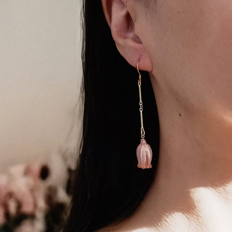 耳環 | Lily of the Valley 午後鈴蘭 - 嫩粉