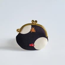 防潑水小蛋零錢包 口金包鑰匙圈 印花布包-燒仙草湯圓 黑 小紅帽